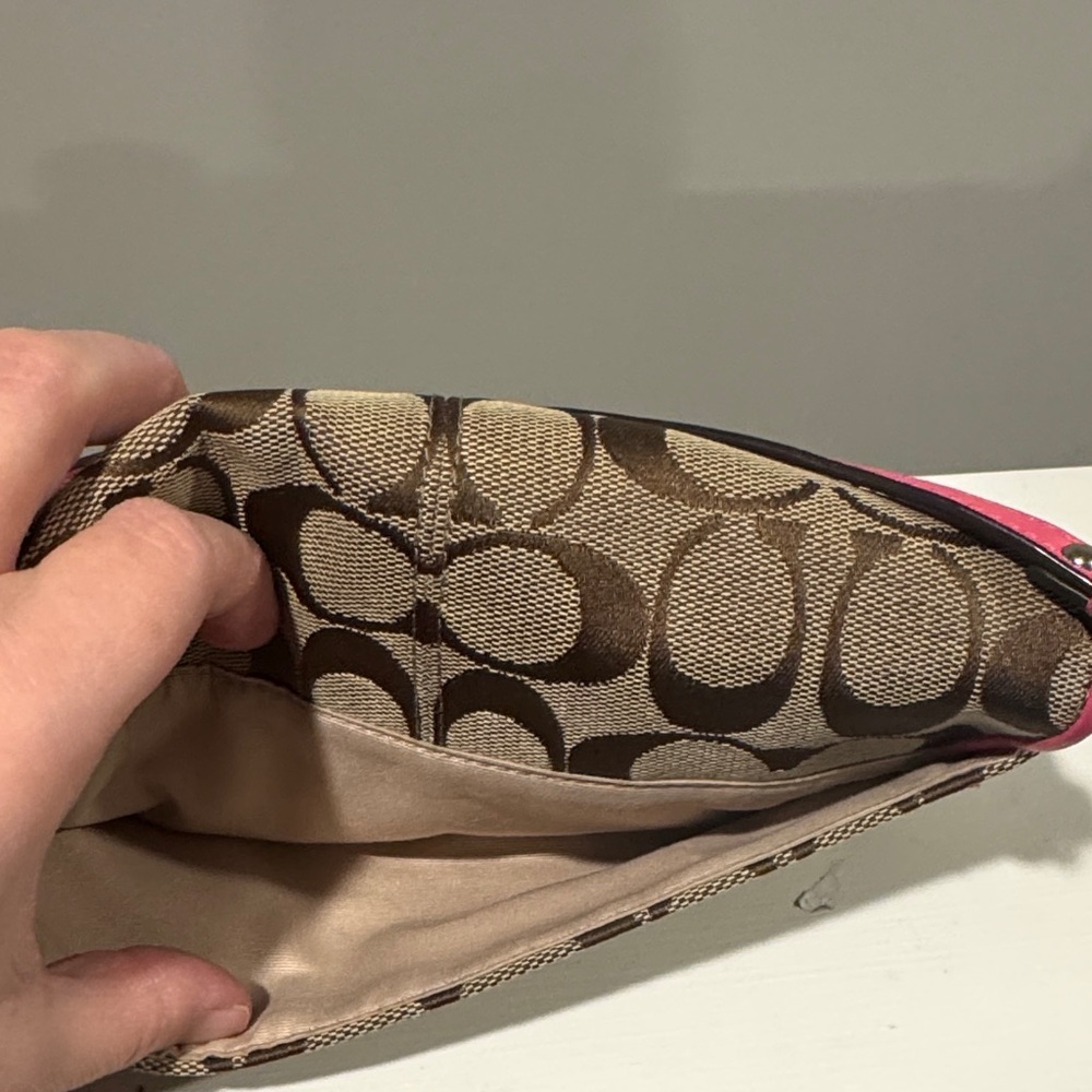 Coach Signature Brown and Pink Wristlet - Picture 6 of 8